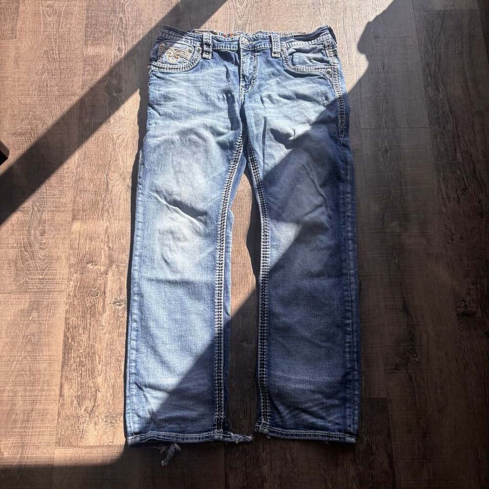 Rock Revival Cashem Alternative Straight Jeans Size 32 Light Blue - Picture 5 of 8